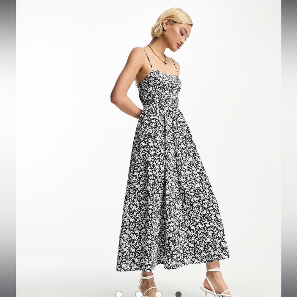 & Other Stories strappy maxi dress in navy floral